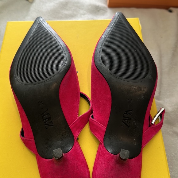Zara Hot Pink Suede Kitten Heels - Size 40 (US size 9) - Picture 7 of 12